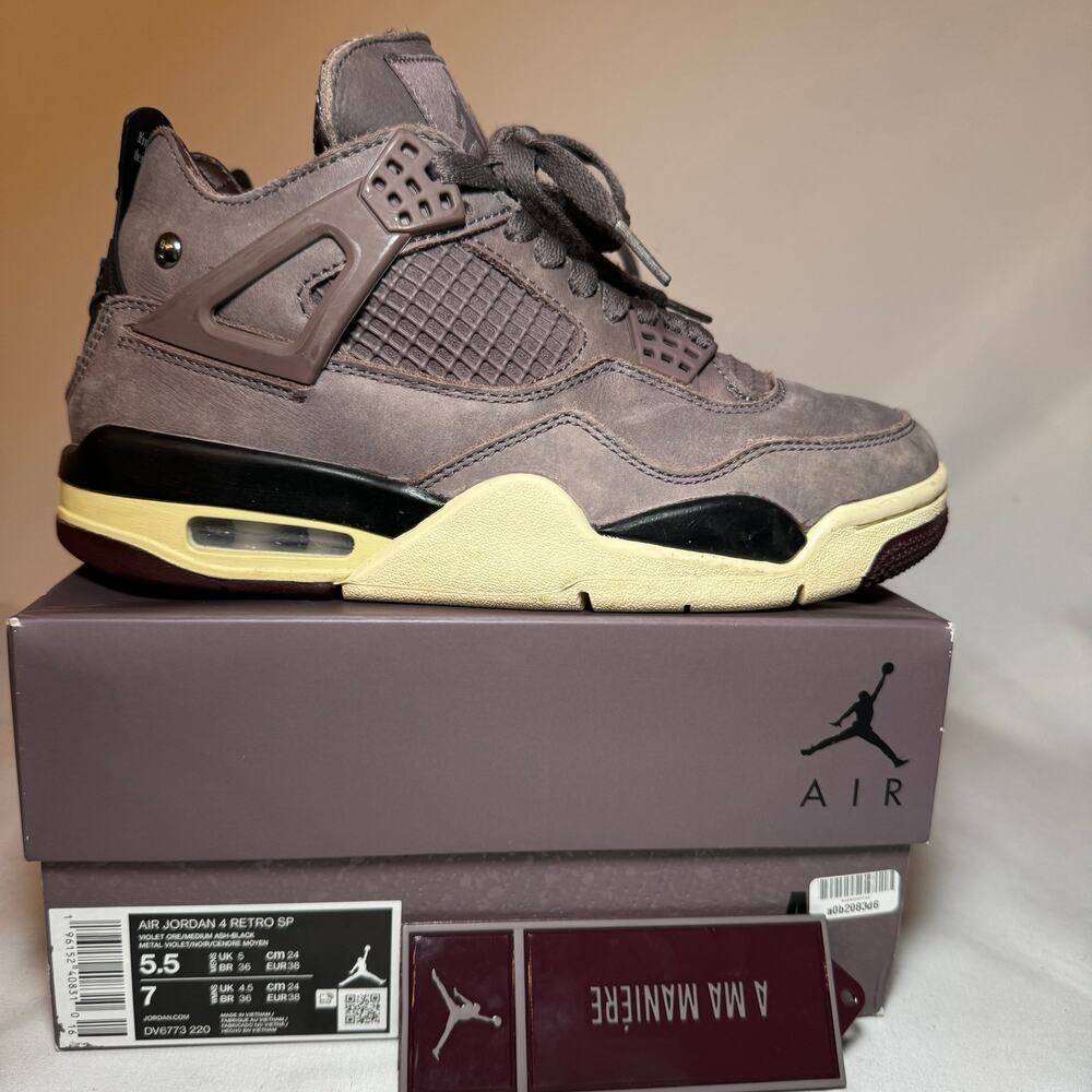 Size 5.5 - A Ma Maniére x Nike Air Jordan 4 Retro Violet Ore Men's Shoes